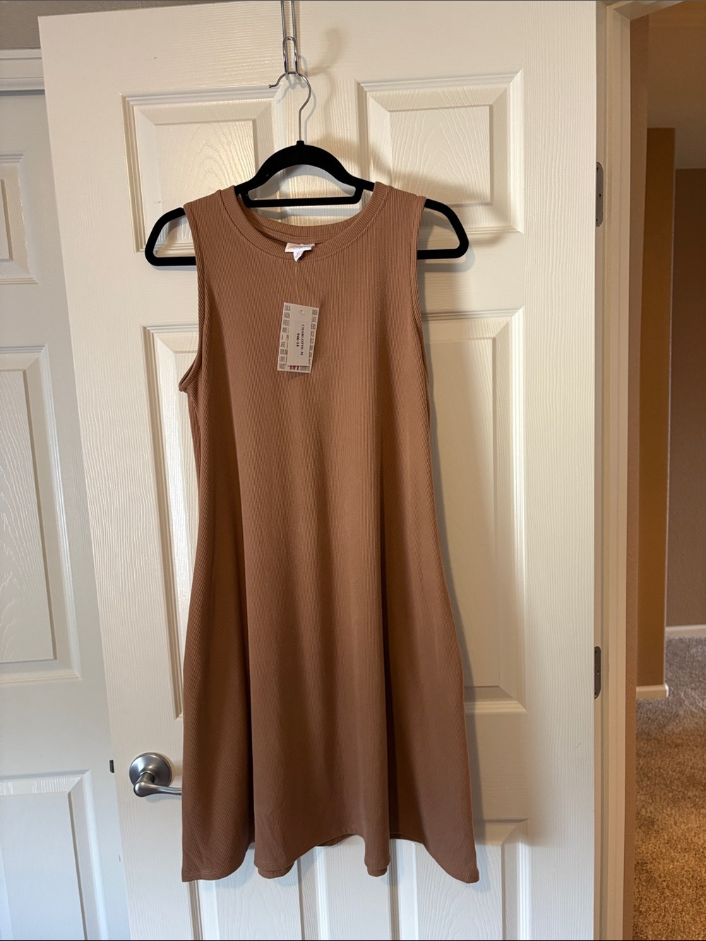 LulaRoe Charlotte A-Line Dress in Tan